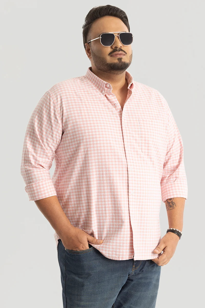 Pink Oxford Checks Plus Size Shirt