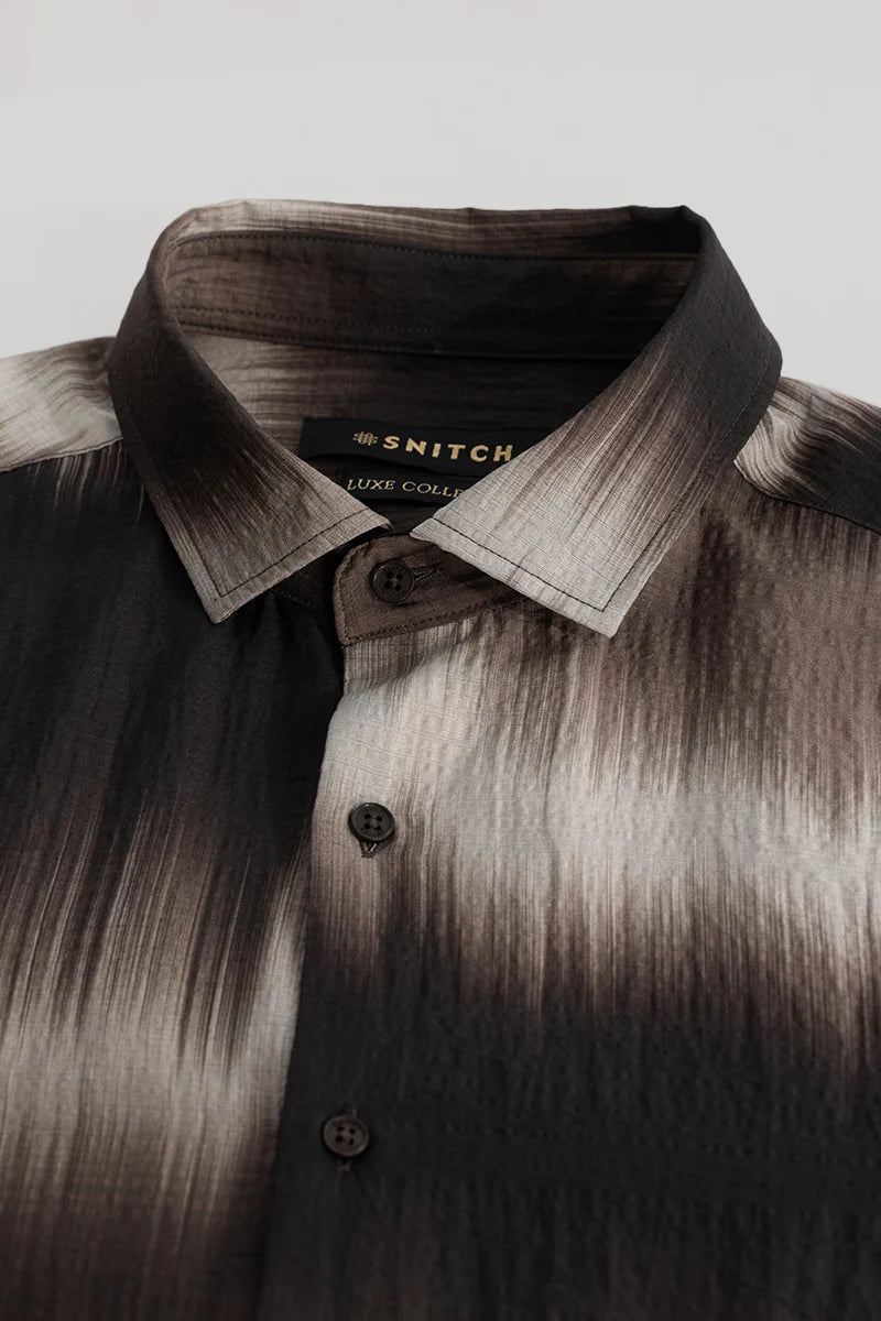 Dark Brown Textured Abstract Shirt