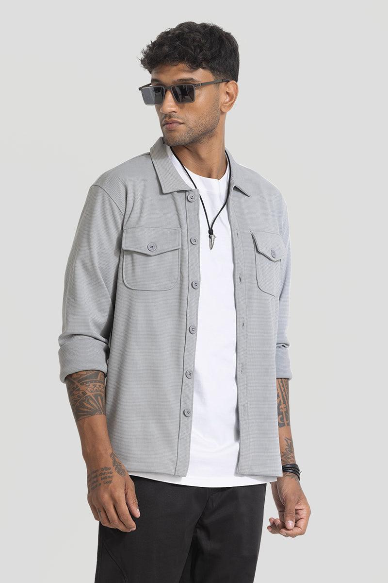 Light Grey Grid Checks Overshirt