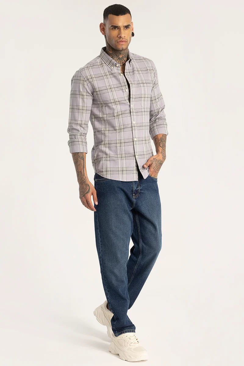 Structured Checks Lavender Shirt