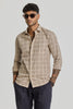 Beige Checks Slim Fit Shirt