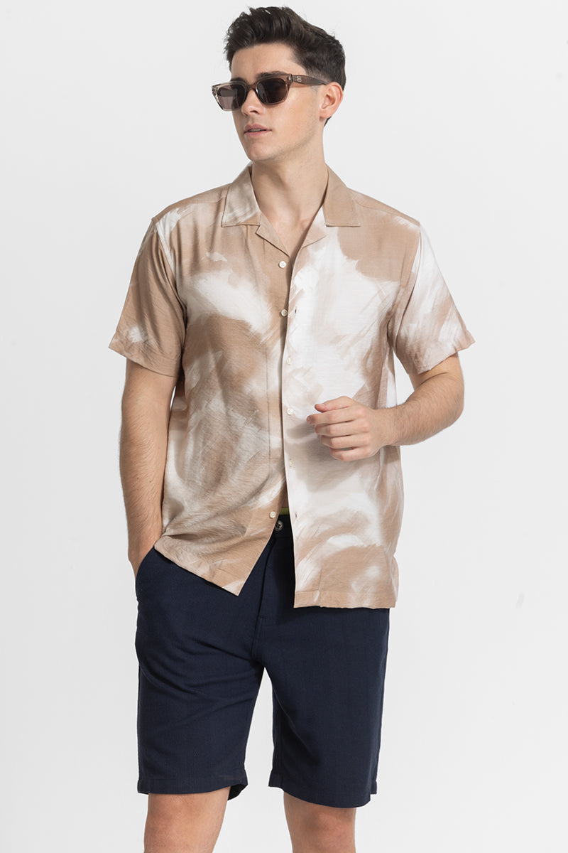 Light Brown Cuban Abstract Shirt