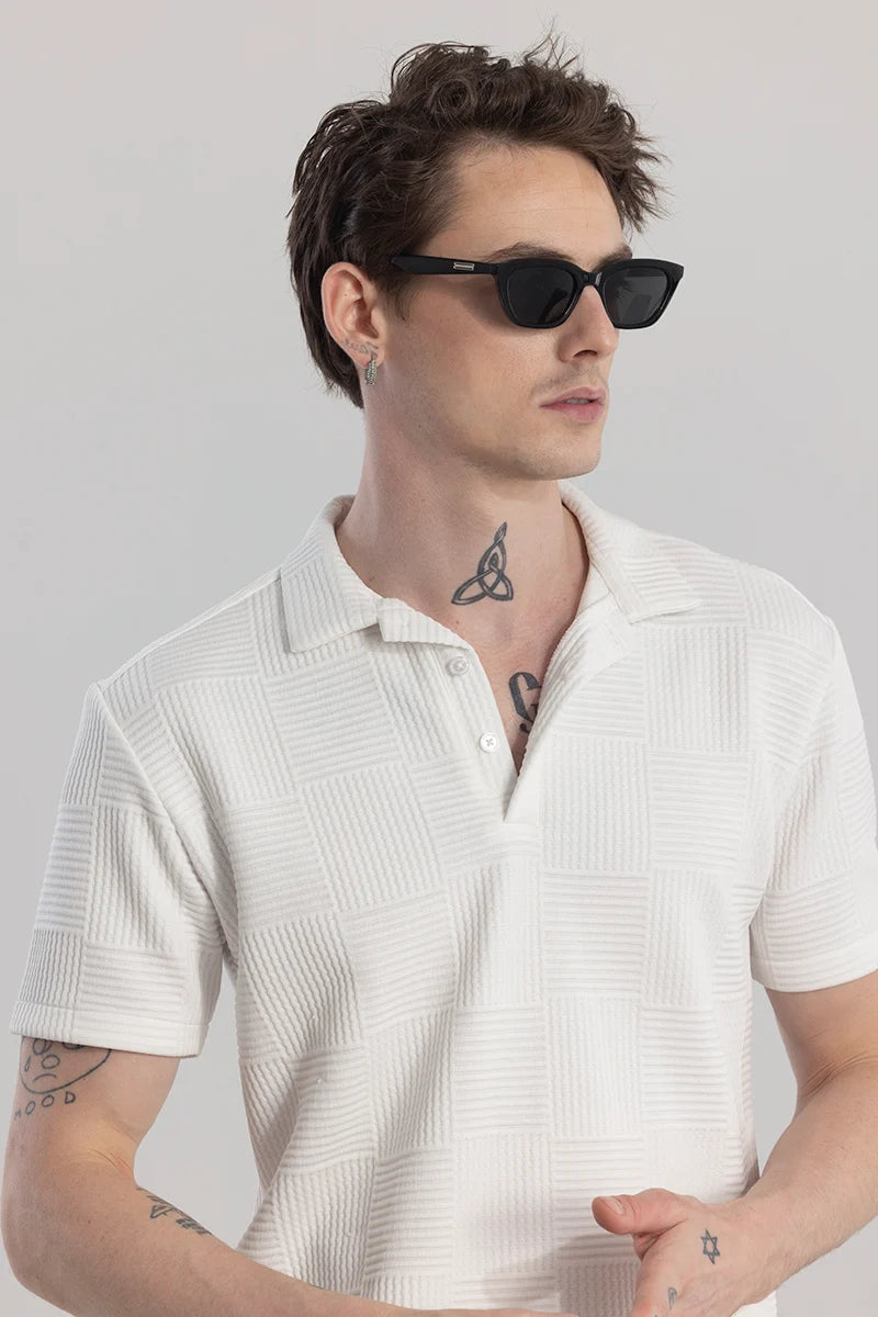 Quadrateeque White Polo T-Shirt