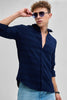 Navy Textured Slim Fit Shirt