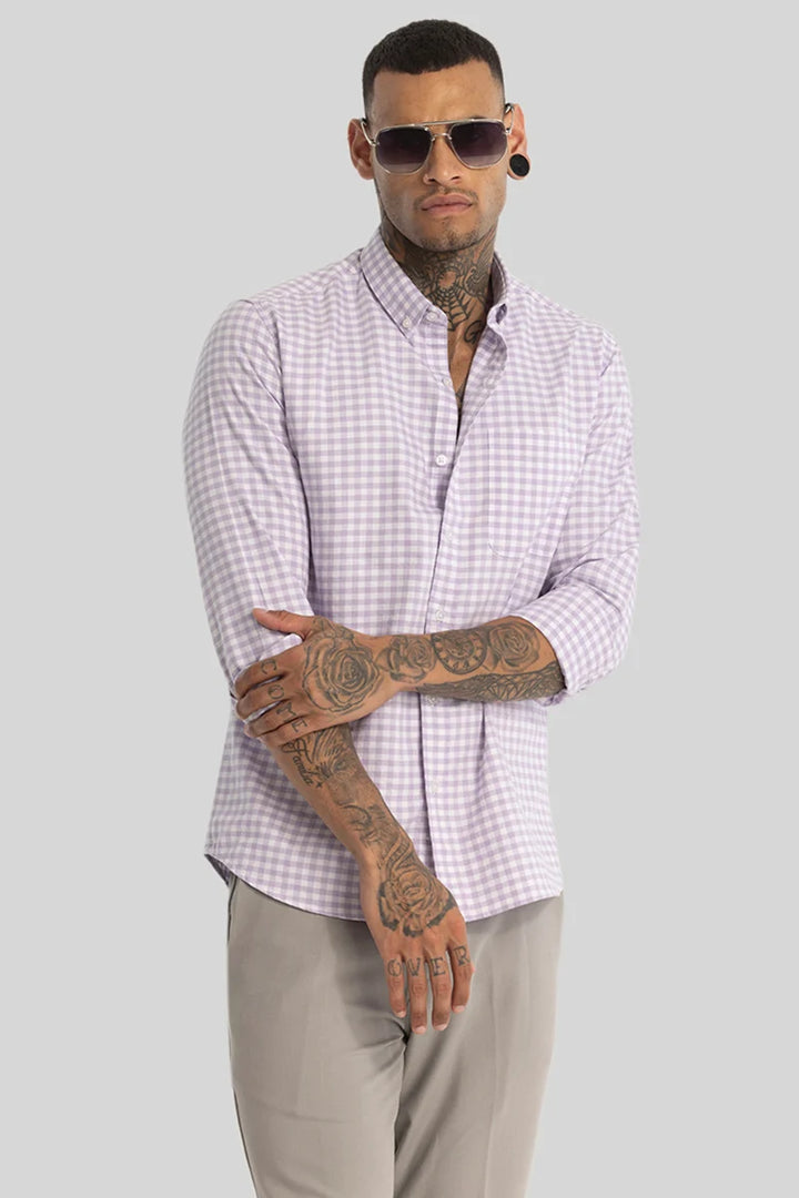 Lavender Gingham Checks Shirt