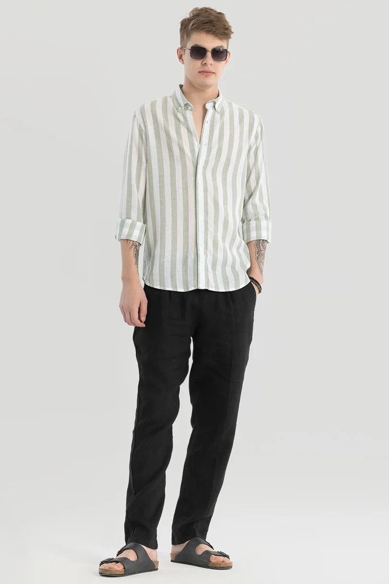 Sage Stripes Linen Blend Shirt