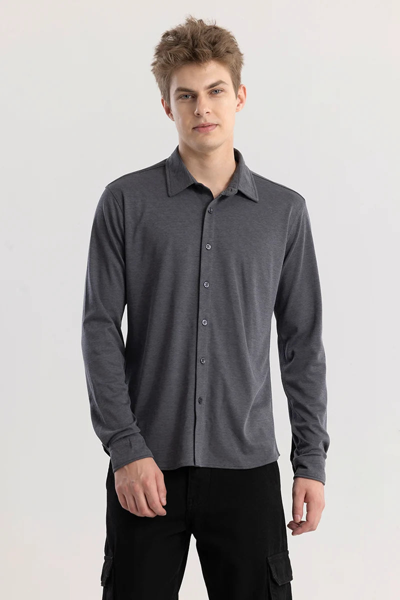 CollarEase Grey Plain Shirt