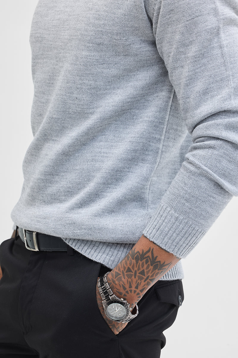 Light Grey Slim Fit Turtleneck Sweater