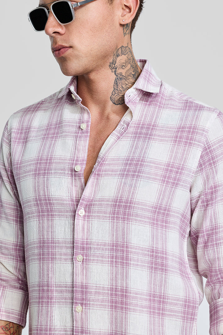 Lilac Checks Linen Blend Shirt