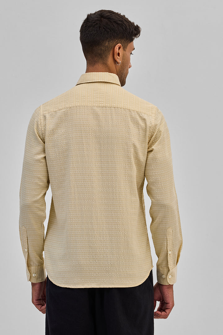 Beige Stripes Slim Fit Shirt