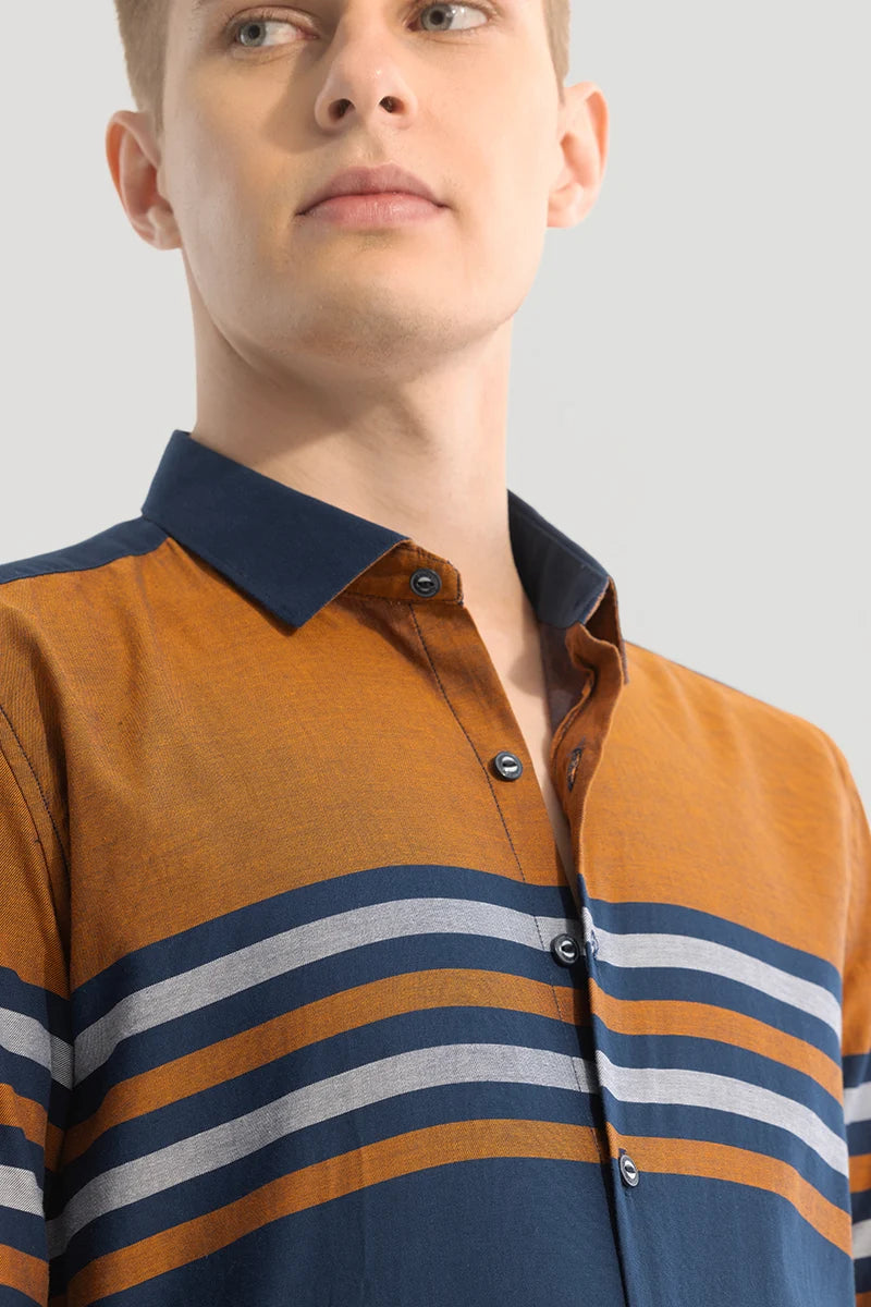 Navy Stripes Slim Fit Shirt