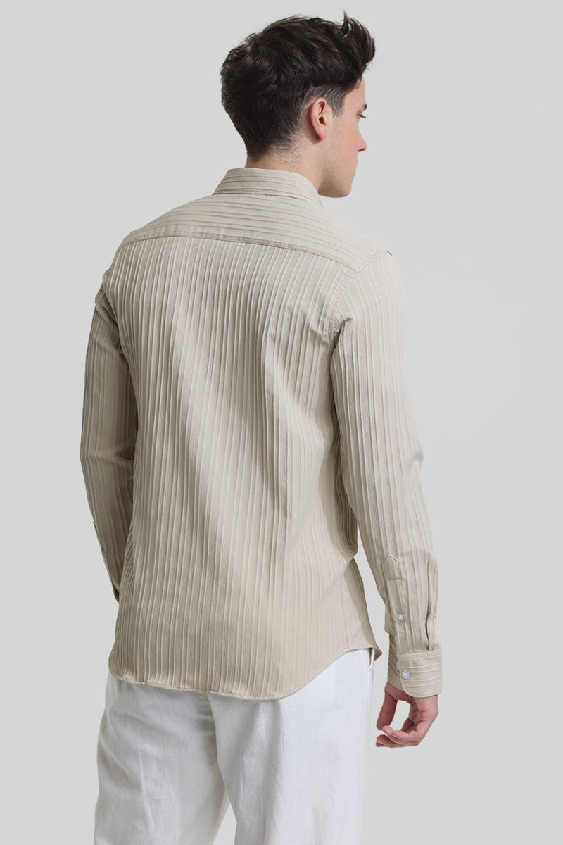 Beige Stripes Slim Fit Shirt