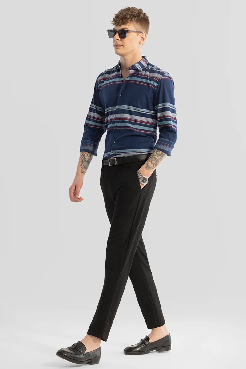 Dark Blue Stripes Slim Fit Shirt