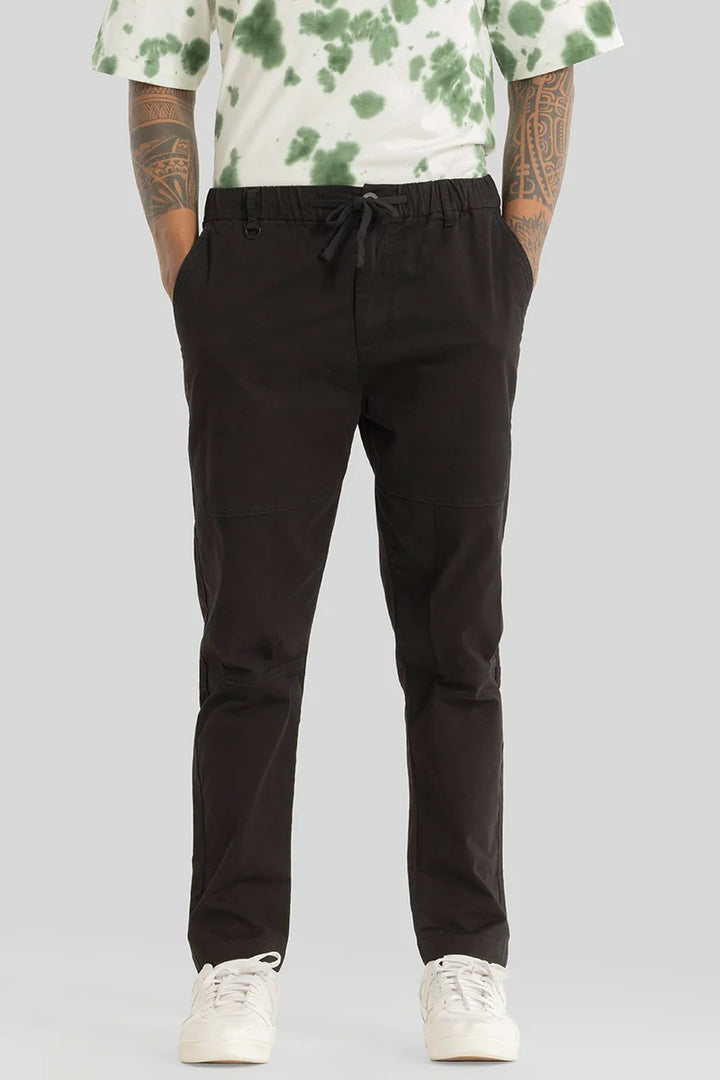 Odyssey Black Plain Slim Fit Trousers