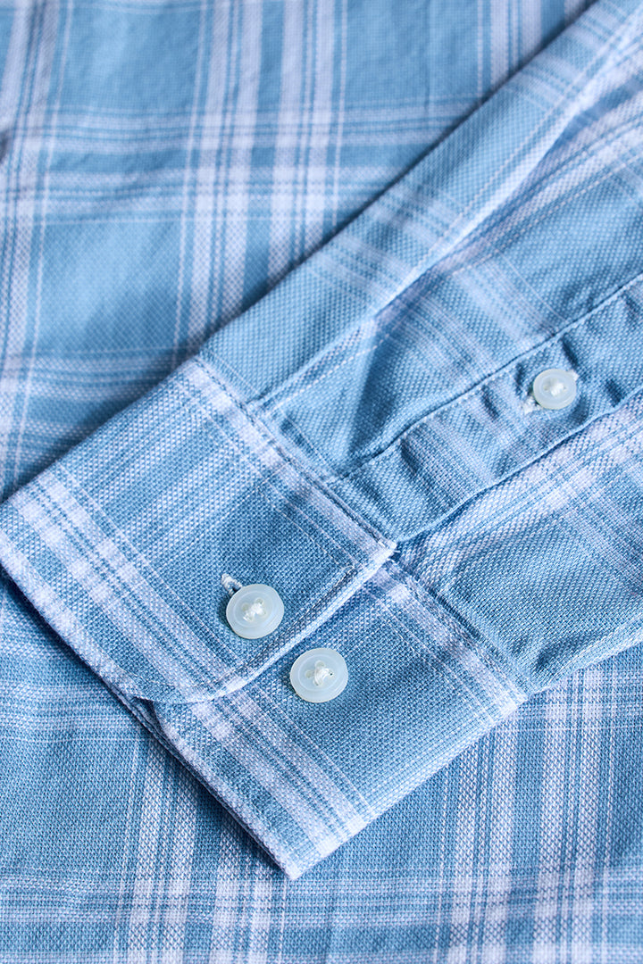 Light Blue Checks Slim Fit Shirt