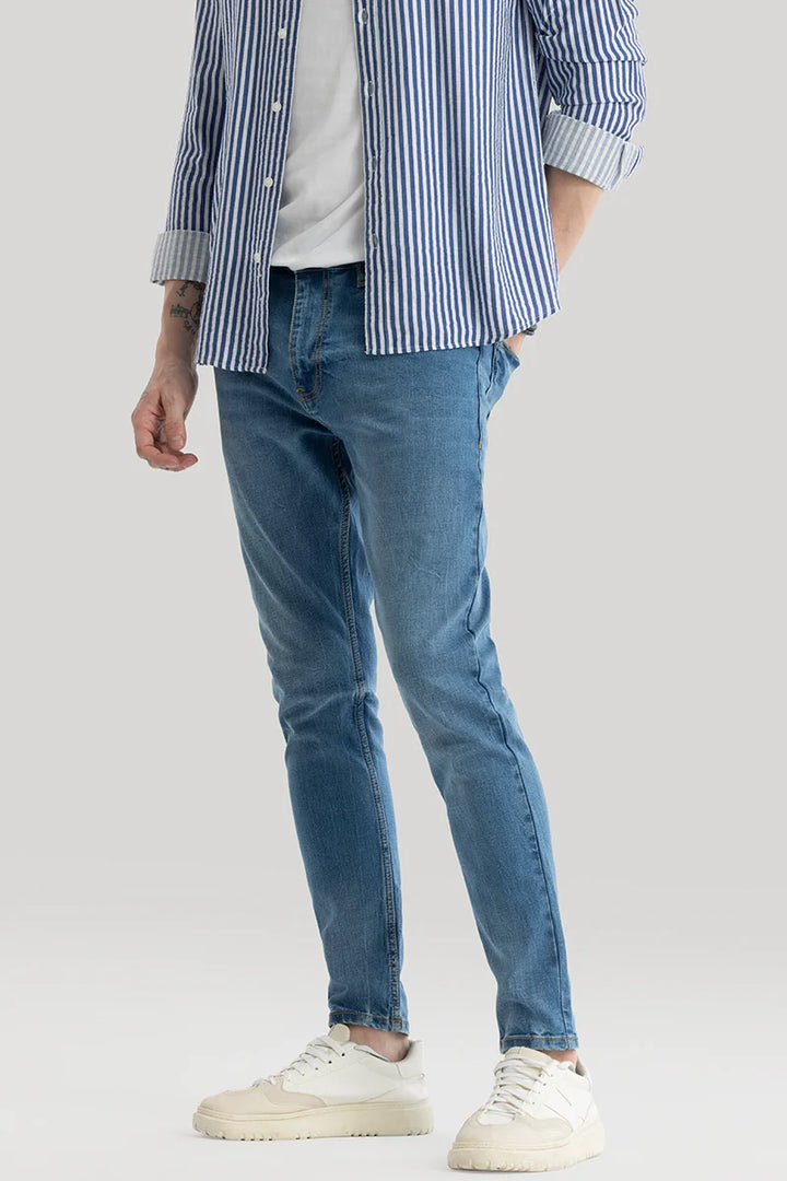 Phantom Sky Blue Plain Skinny Fit Jeans