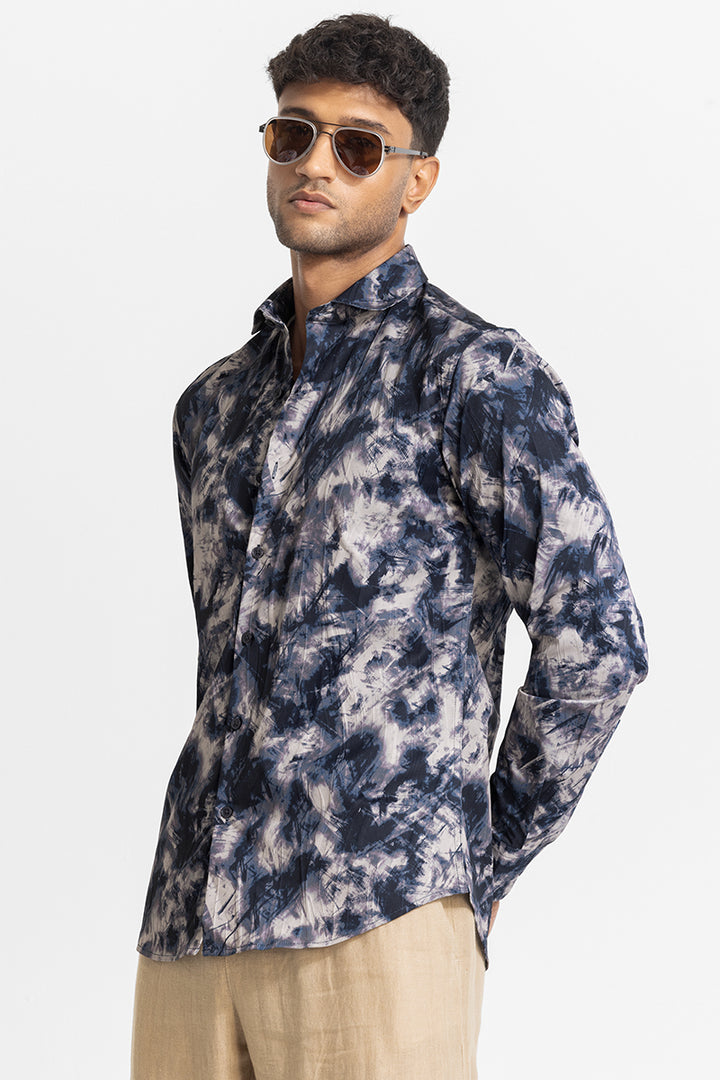 Navy Textured Abstract Shirt