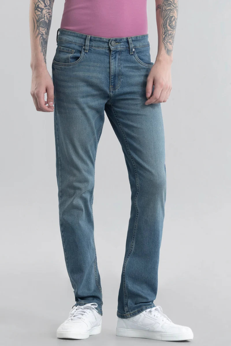 Kari Blue Plain Straight Fit Jeans