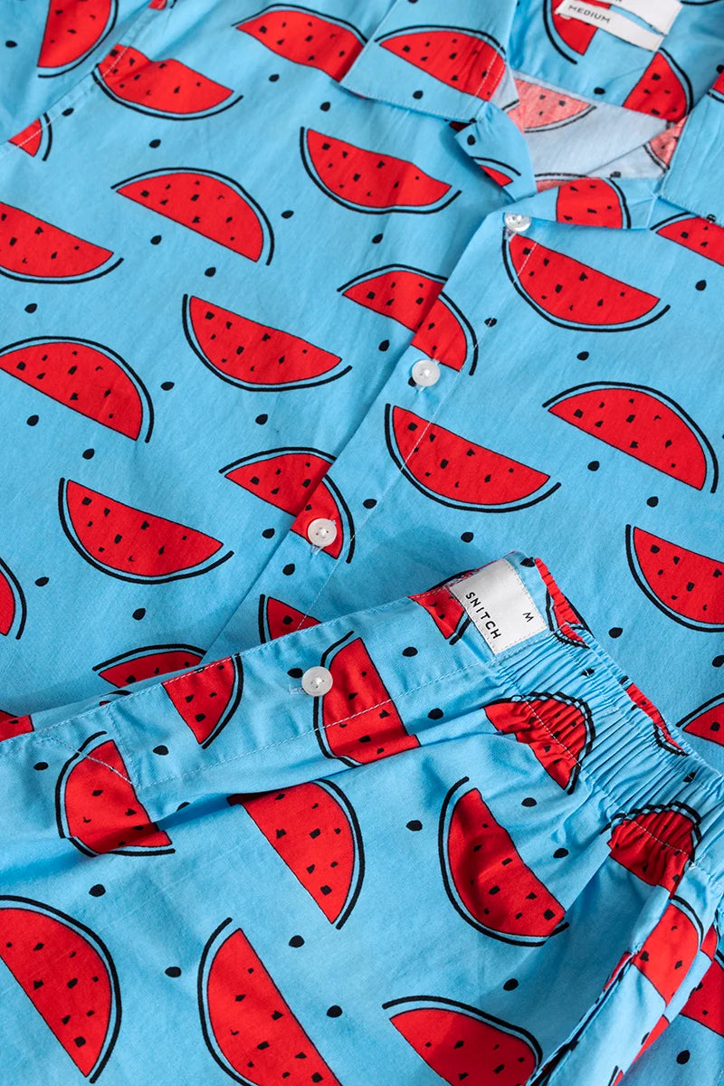 Melonaire Blue Printed Co-Ords