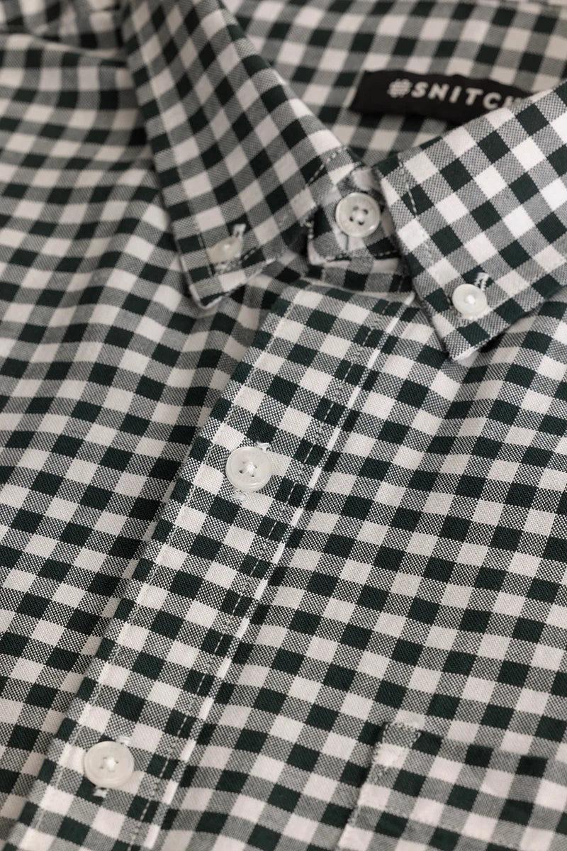 Dark Green Oxford Checks Plus Size Shirt