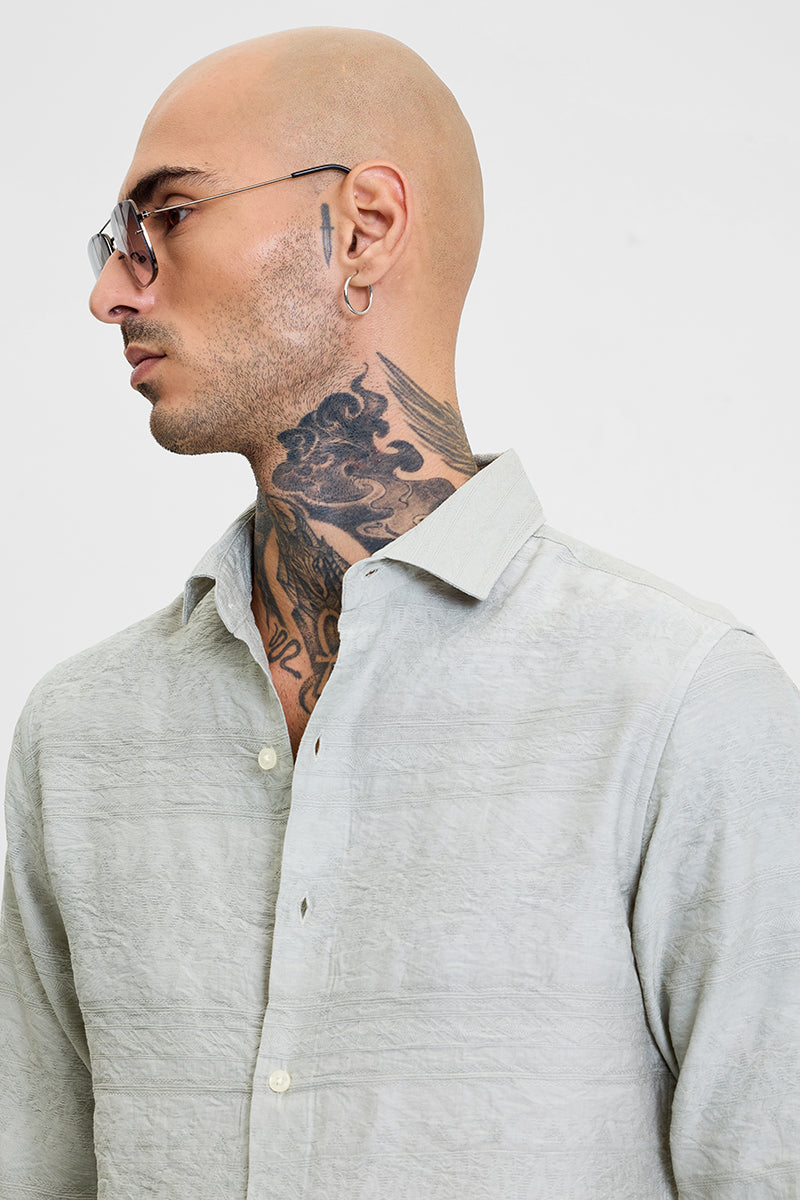 Sage Self-Design Slim Fit Shirt