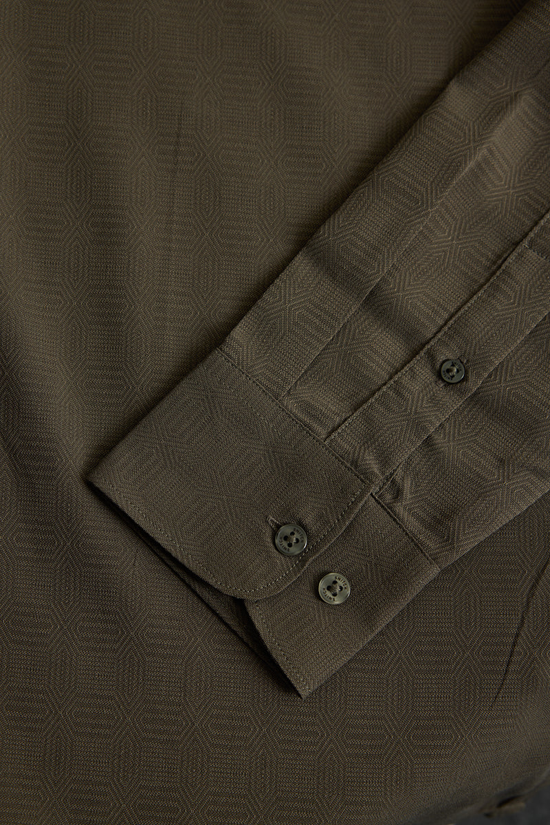 Olive French Collar Shirt