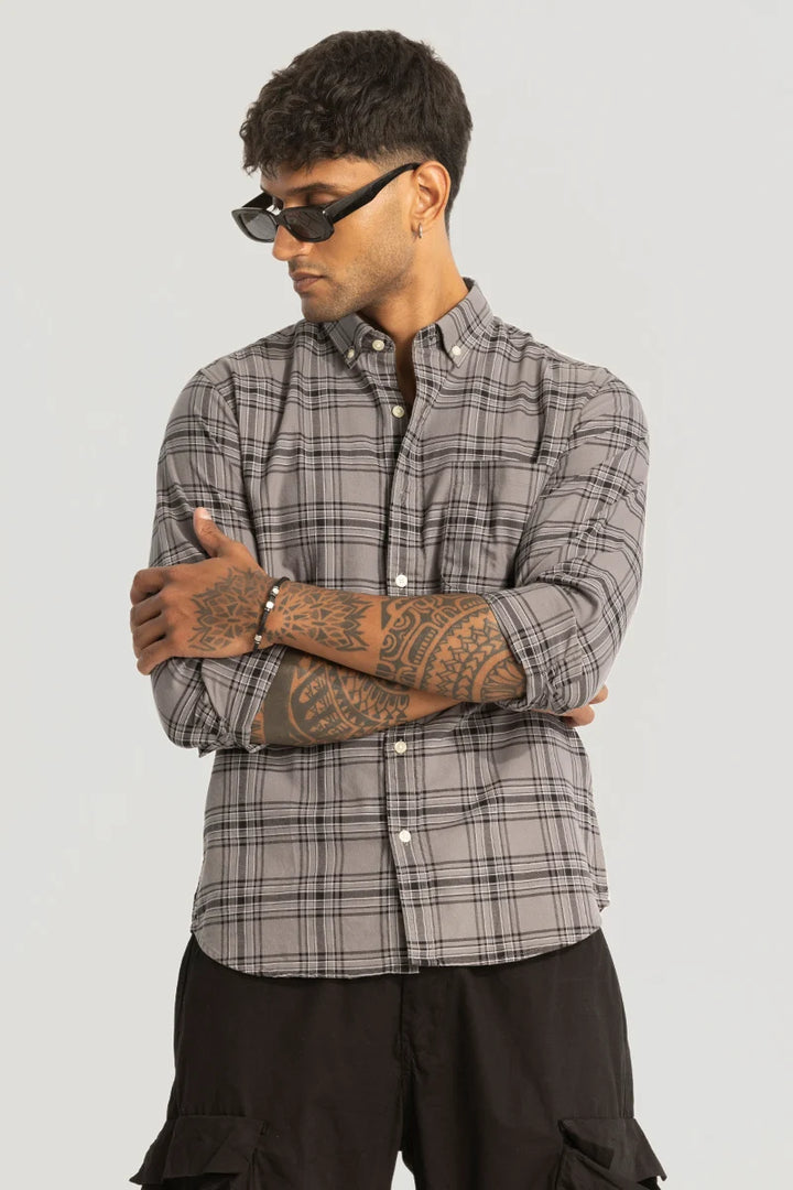 Grey Checks Oxford Shirt