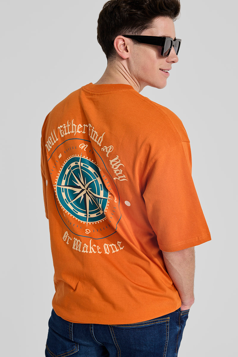 Hustler Orange Oversized Fit T-Shirt