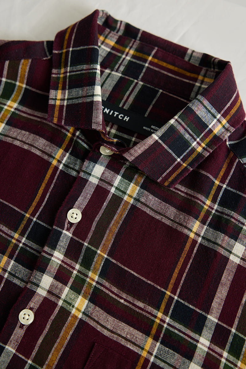 Maroon Checks Linen Shirt