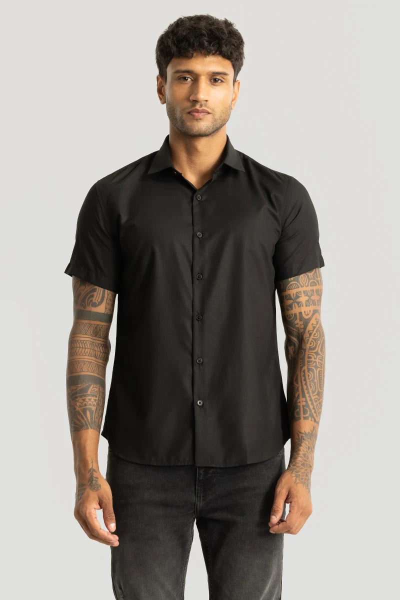 Rene Black Plain Shirt