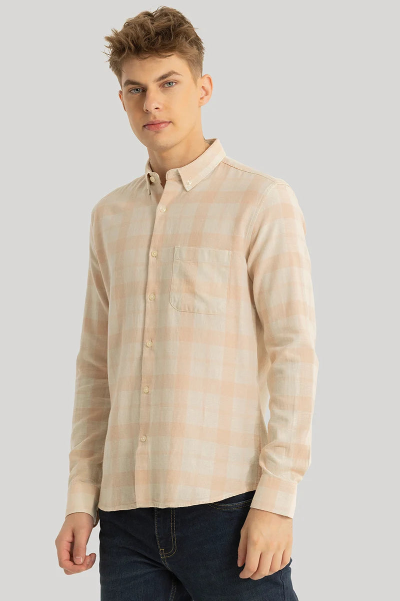 Axis Peach Checks Linen Shirt