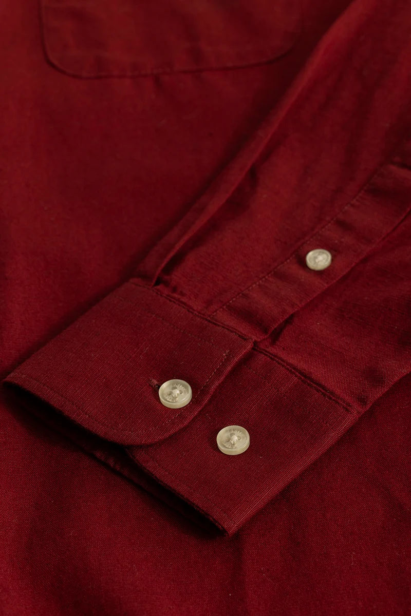 Claudio Red Plain Linen Shirt