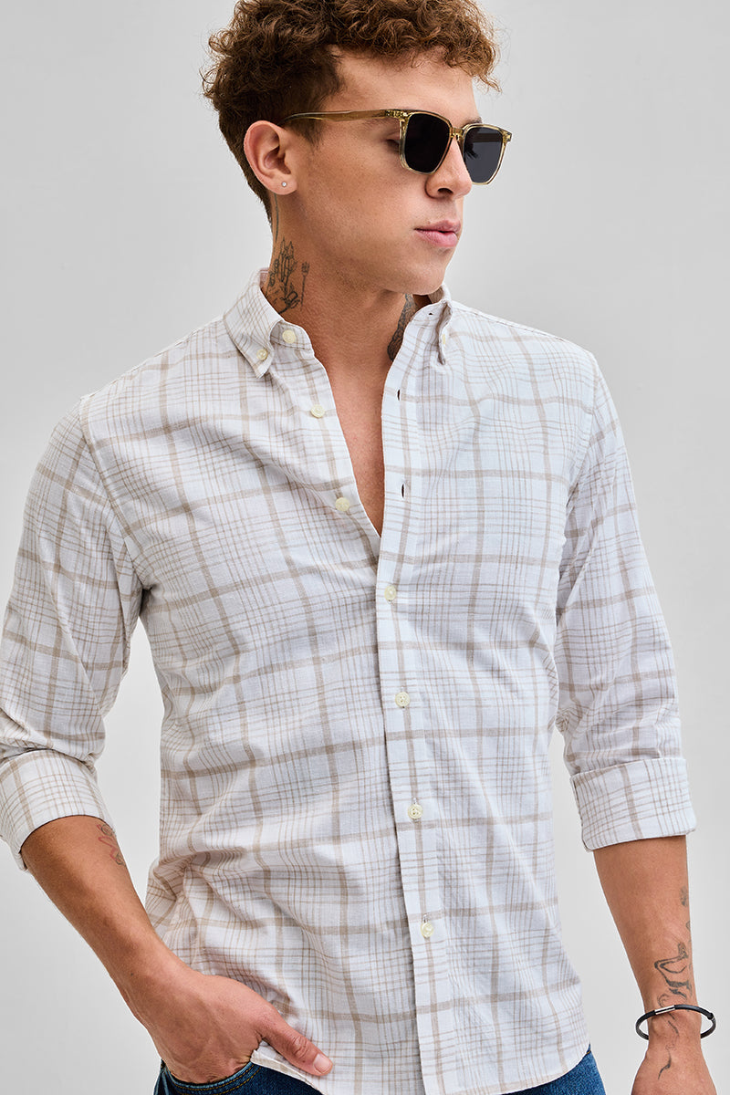 Beige Checks Oxford Shirt