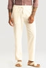 Vincenzo Cream Plain Linen Slim Fit Trouser