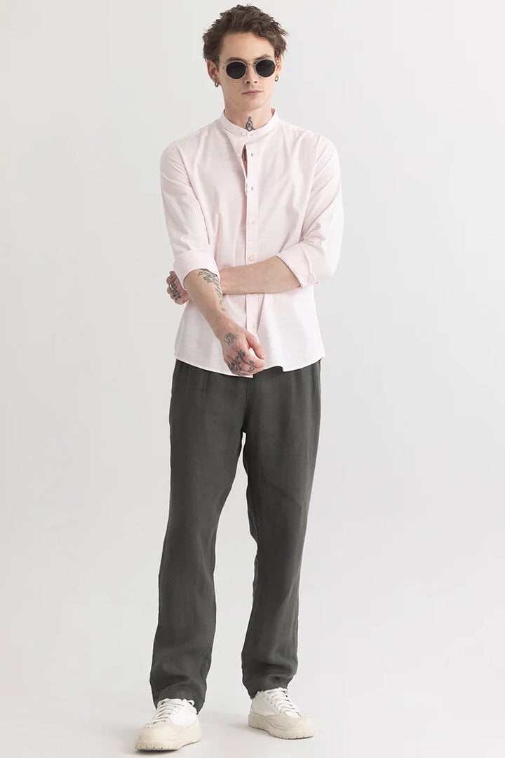 Mandarique Pink Linen Blend Shirt