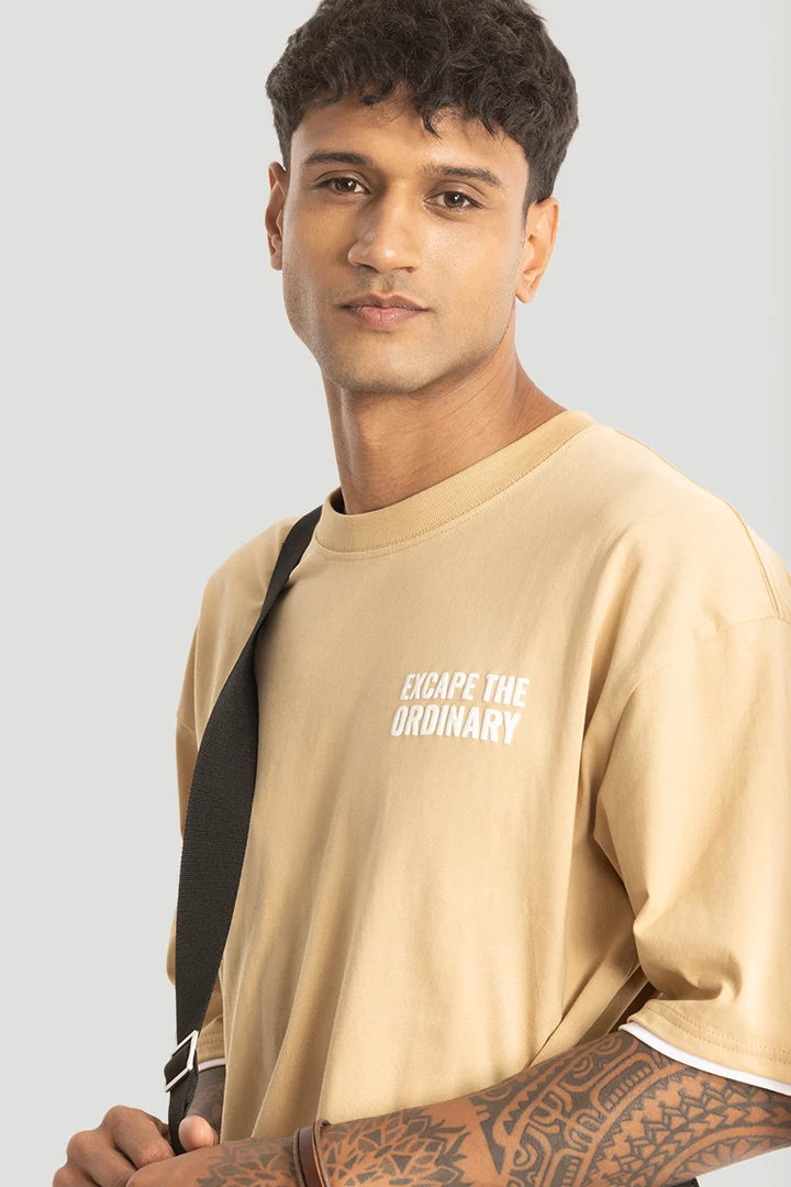 Escape The Ordinary Beige Oversized T-Shirt