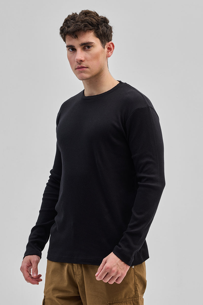 Black Textured Sweatshirt