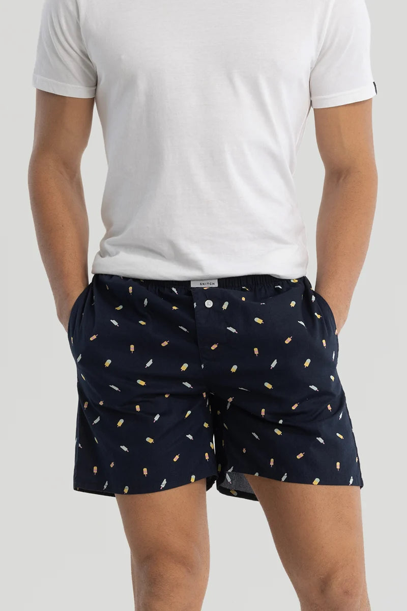 Navy Printed Boxers