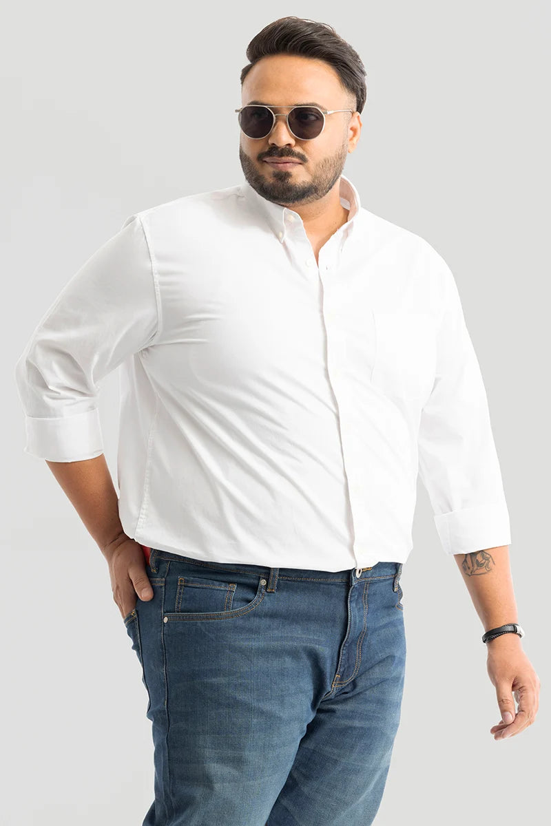 Marco Oxford White Plain Plus Size Shirt