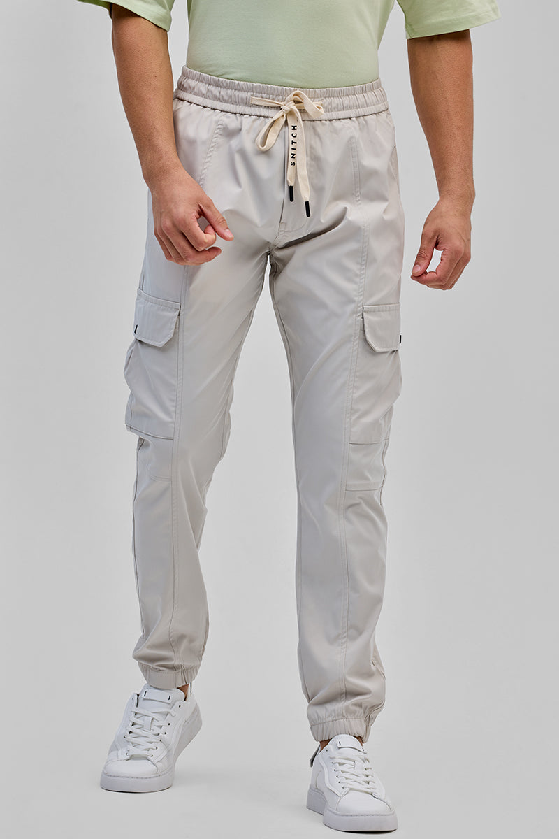 Cream 5 Pockets Slim Fit Joggers