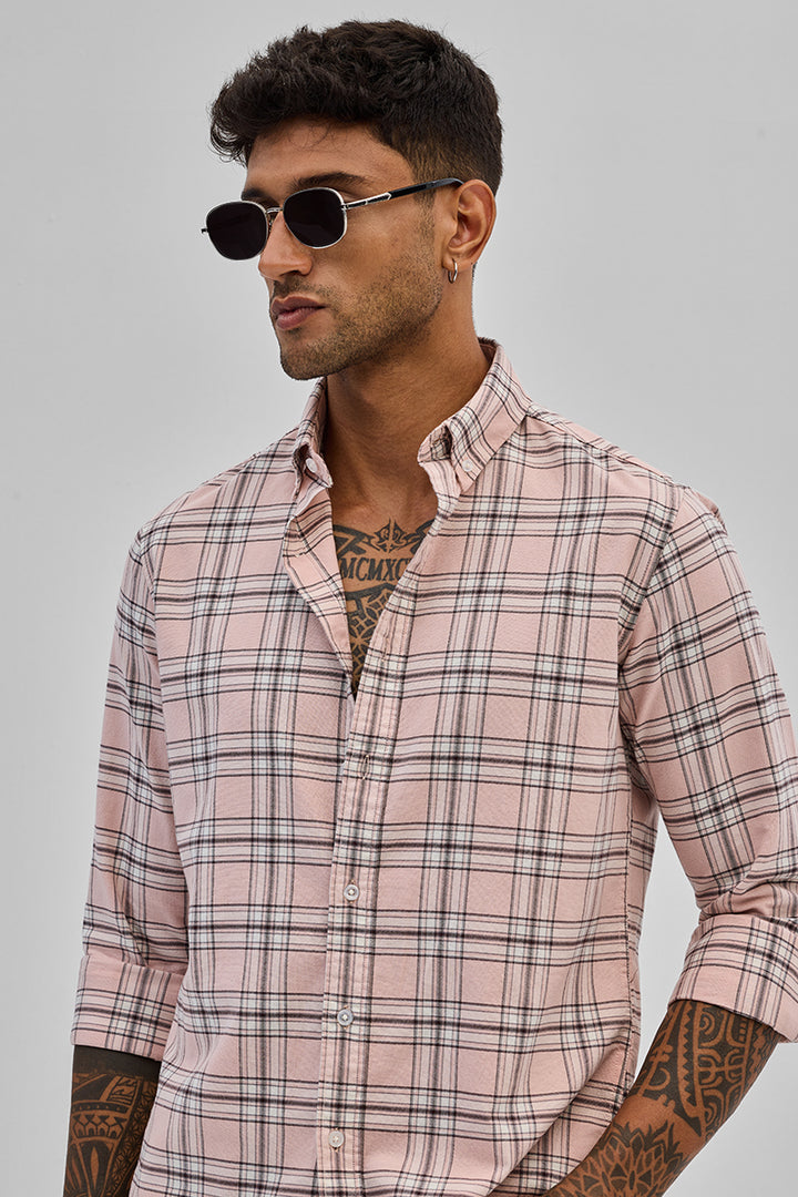 Light Pink Checks Slim Fit Shirt