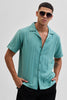 Turquoise Box Fit Linen Blend Shirt