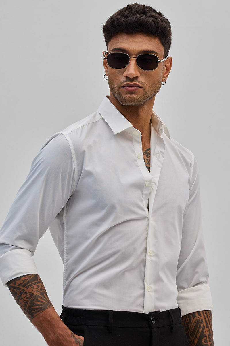 White Slim Fit Stretch Shirt