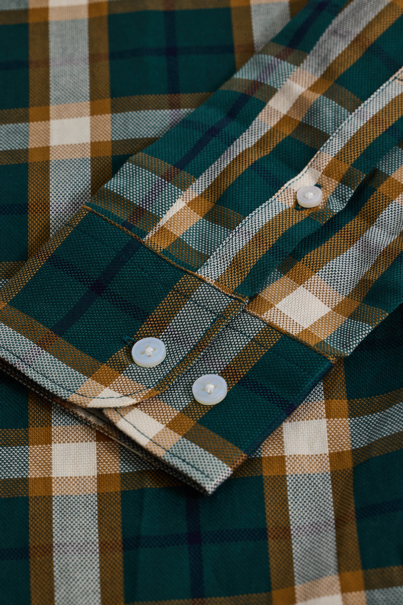 Dark Green Checks Slim Fit Shirt