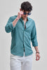 Turquoise Textured Mandarin Shirt