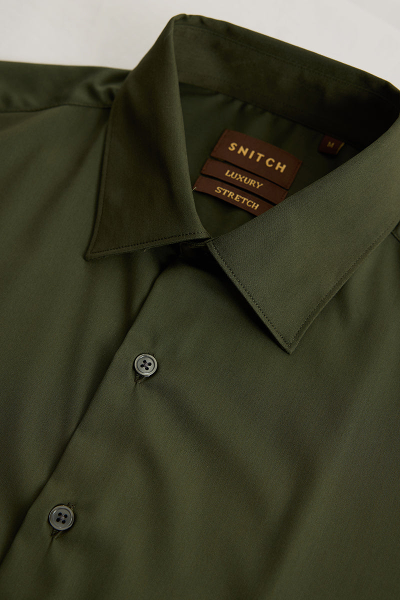 Dark Green Slim Fit Stretch Shirt