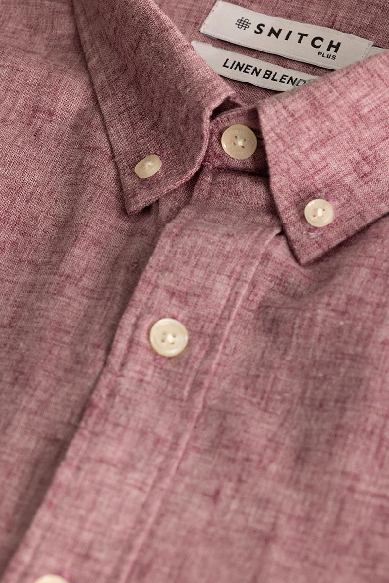 Mauve Linen Blend Plus Size Shirt