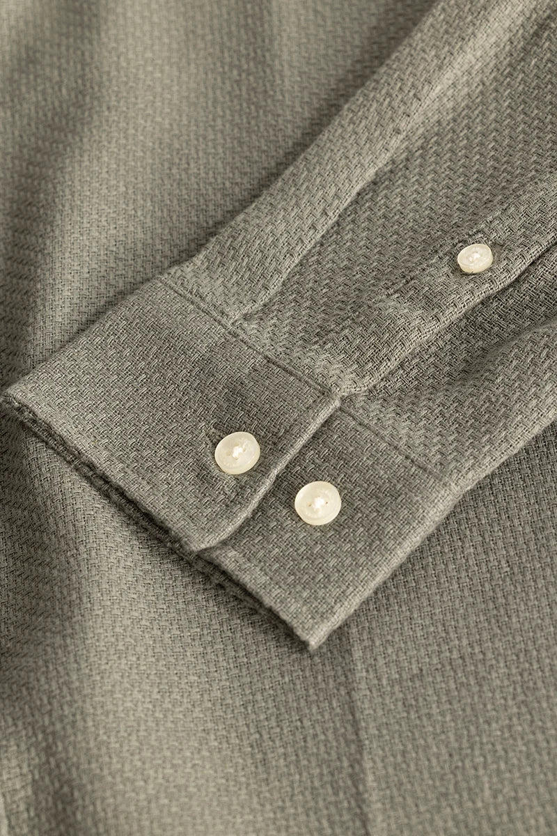 Olive Woven Mandarin Shirt