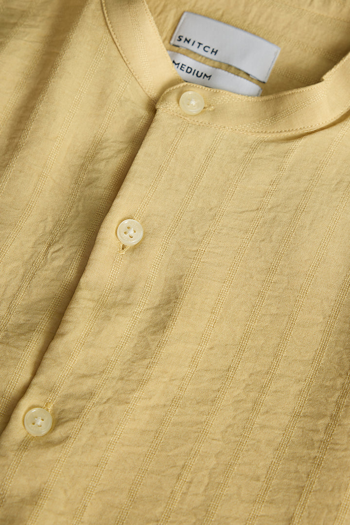 Yellow Mandarin Textured Shirt