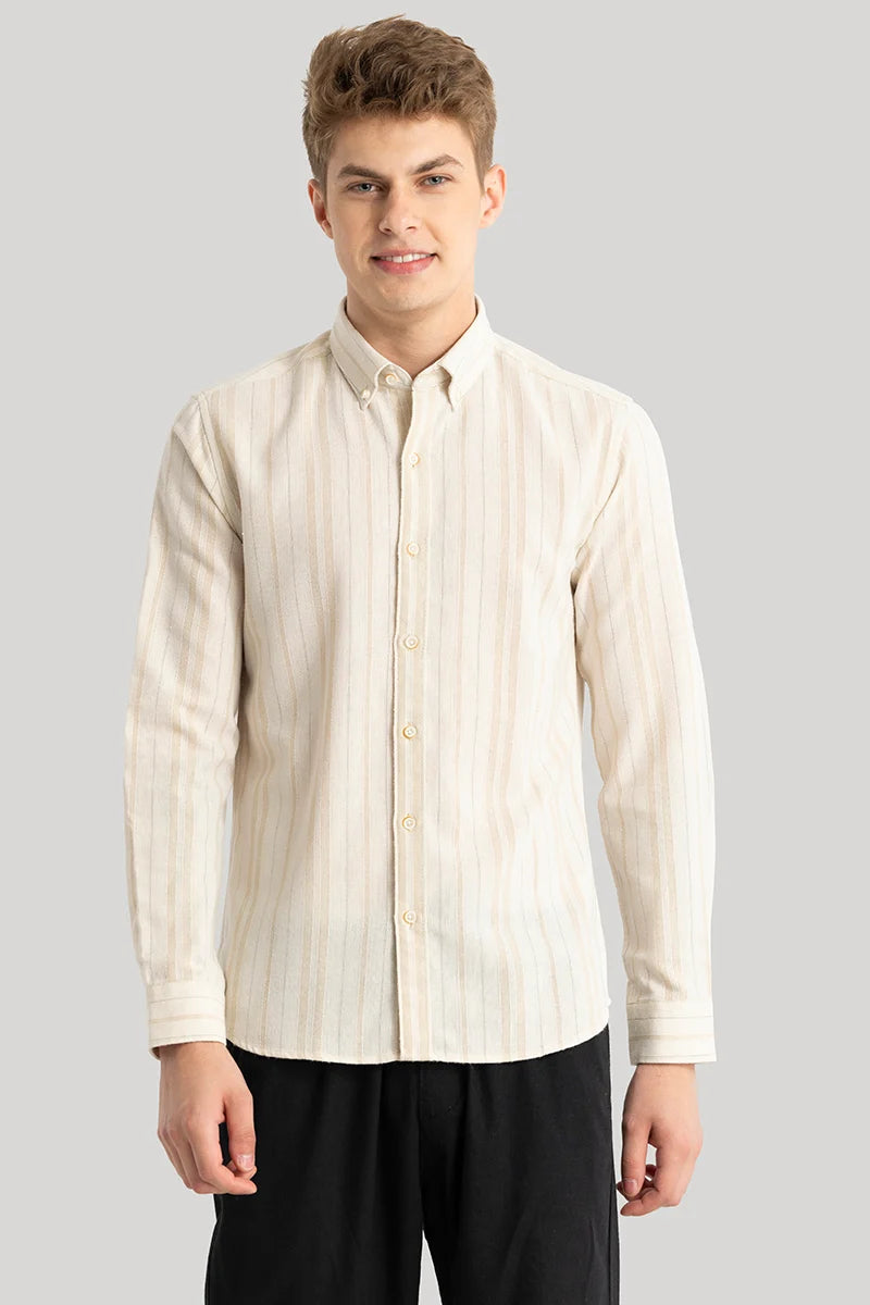 Yves Off White Stripes Linen Shirt